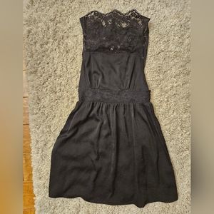 Free People Women Tank Top XS Black Intimately Strappy Dress V Neck Lace